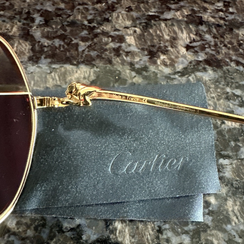 Cartier 58mm Panthère de Cartier Hexagonal Sunglasses. New Full Kit. Msrp $1295 - Picture 9 of 13